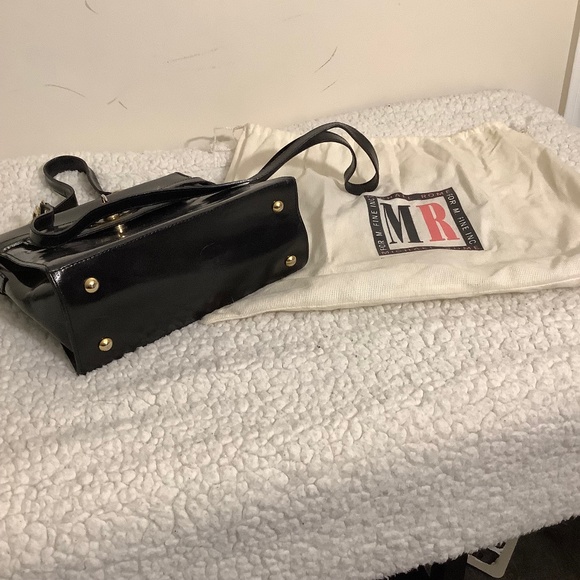 Vintage Michael Rome Patent Leather Handbag with Gold Accents and Dust Cover - Picture 2 of 12